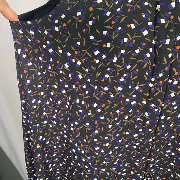 Anne Klein Black Sleeveless Shirt Dress Sz 8 Abstract Print Button Front - Picture 7 of 16